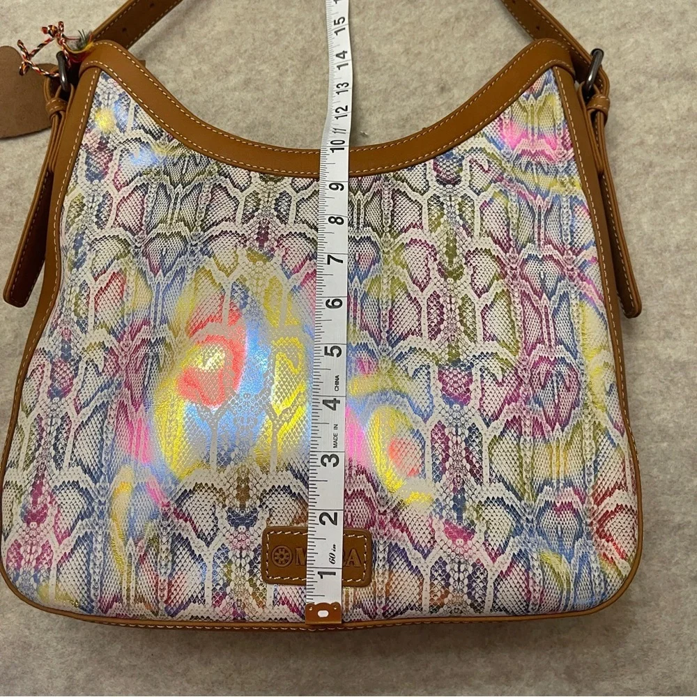 MYRA Desert Snow Animal Print Multicolor and Brown Leather Shoulder Zip Purse